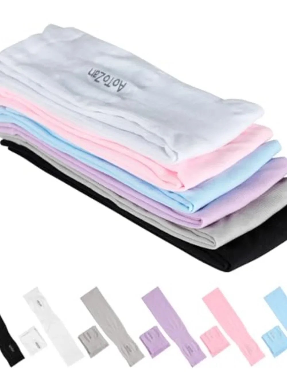 6 Pairs UPF50+ Arm Sleeves with Thumb Hole for Women Men UV Sun Protection